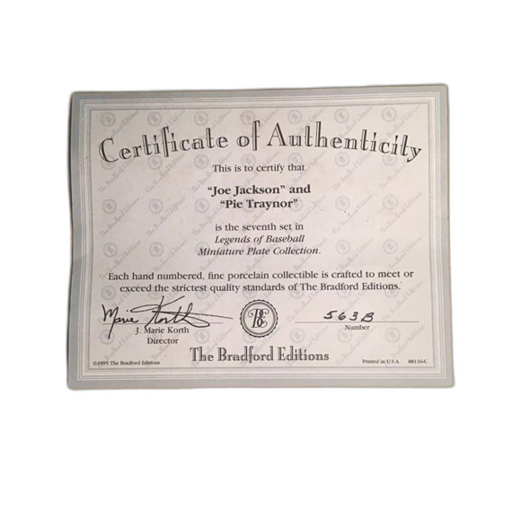 Bradford Exchange Mini Plates 3.5" Joe Jackson and Pie Traynor - Picture 3 of 3